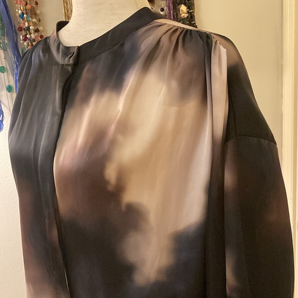 H&M Cloud Sunset Watercolor Tie Waist Shirt Dress XXL - Picture 6 of 16